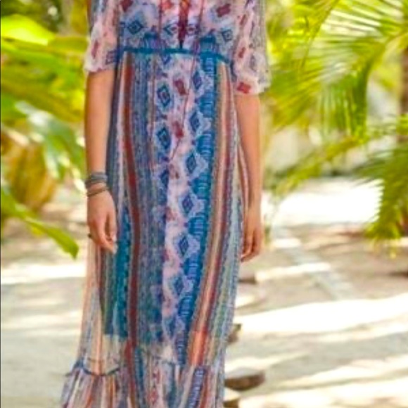 Sundance dream in color boho sheer maxi dress - Picture 3 of 8